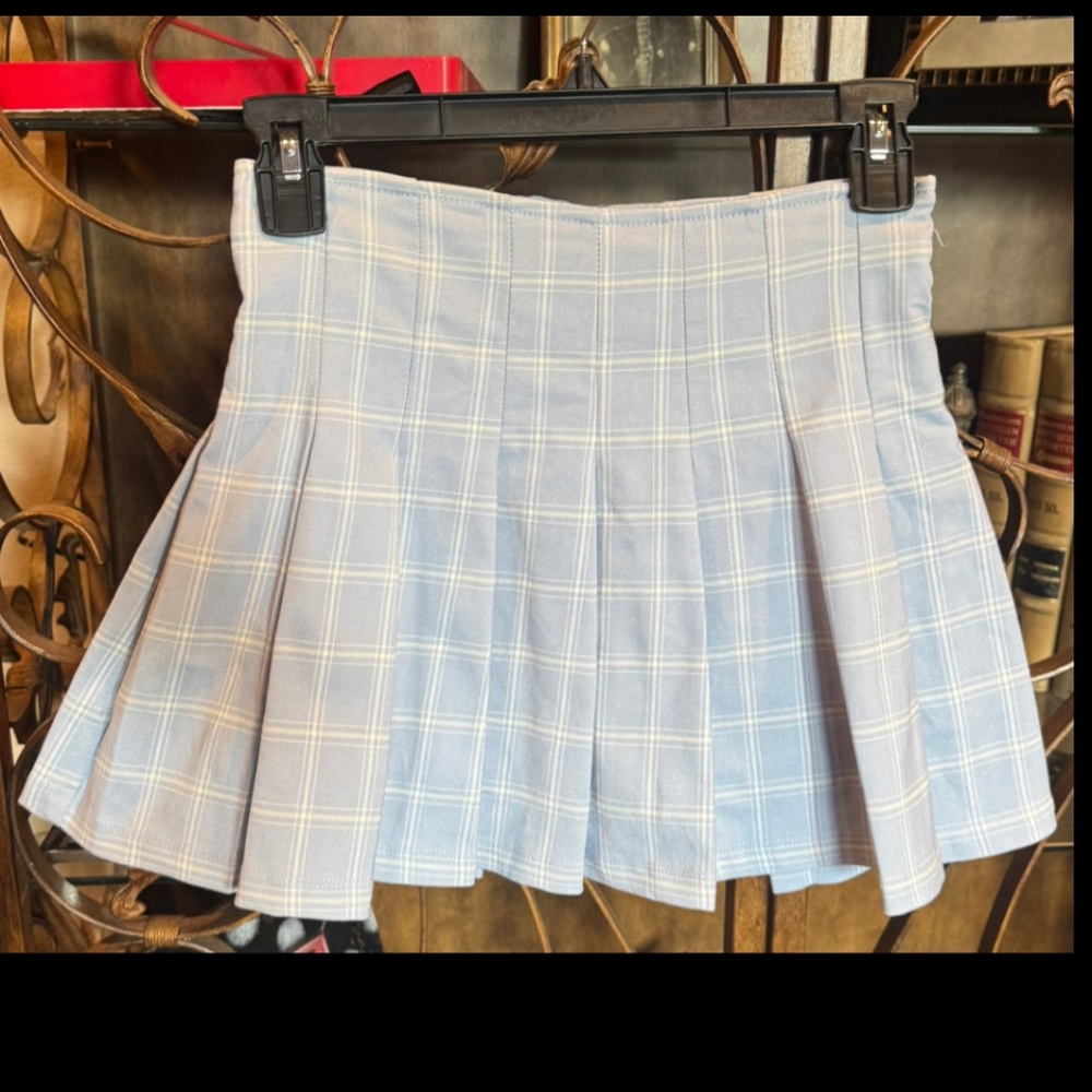 Altard State Pleated Light Blue Mini Skirt